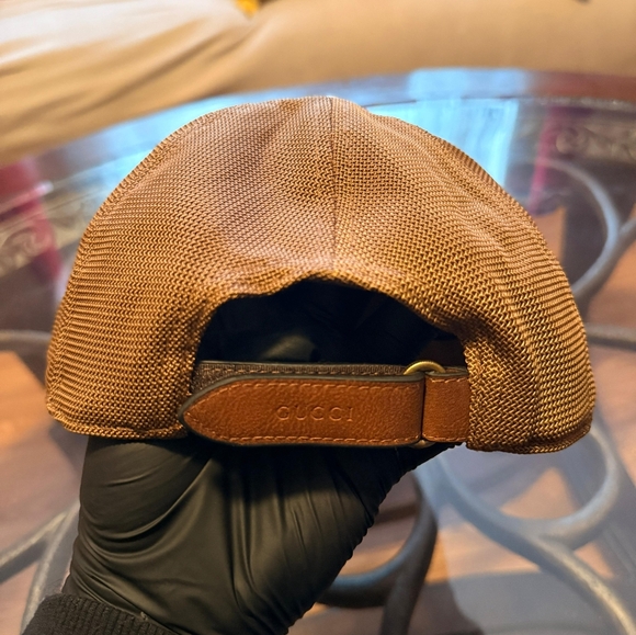 Authentic Gucci GG Supreme Trucker Hat Leather Brim Adjustable Brown - Picture 4 of 4